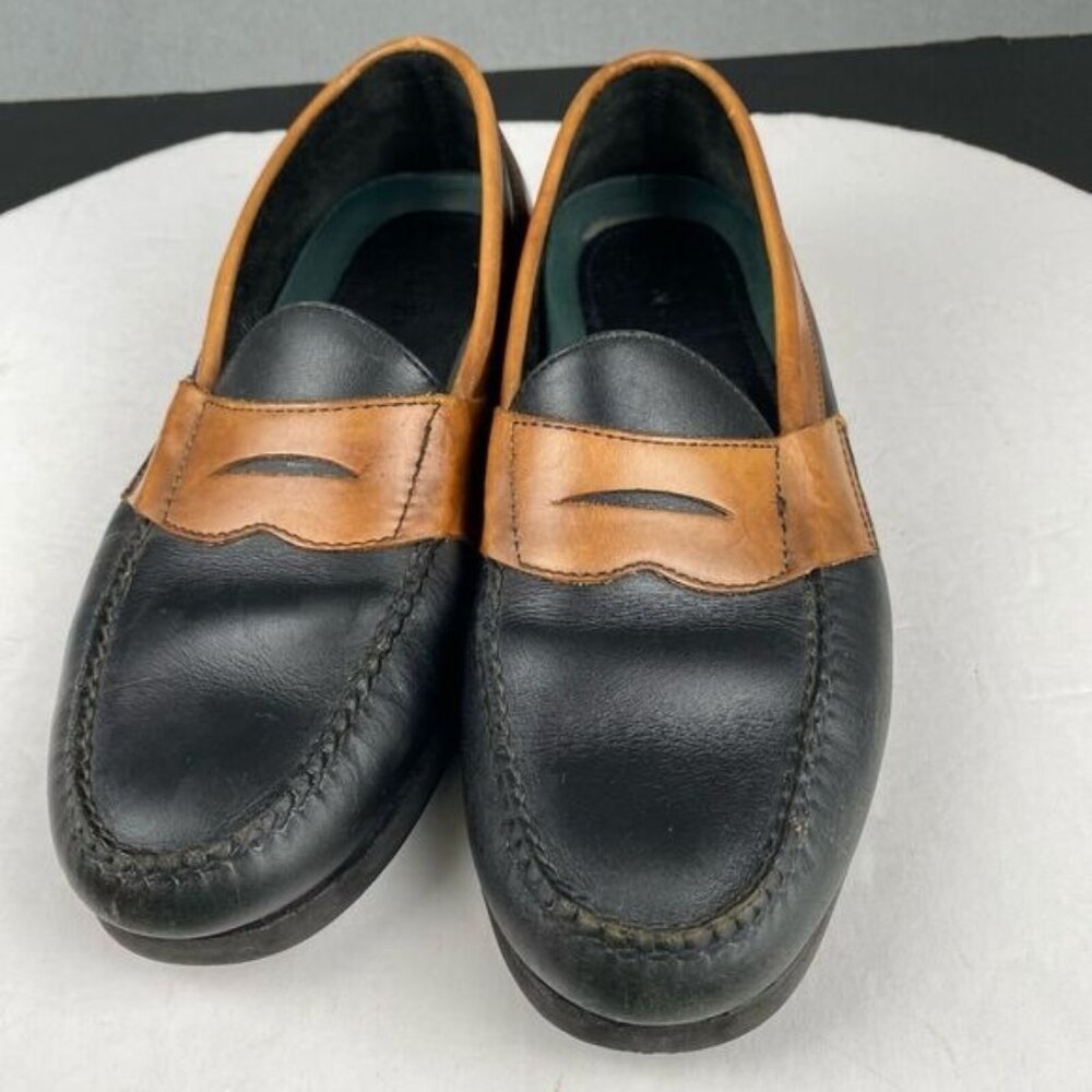 LL Bean Men's Size 10.5M Slip On Loafers Black Brown Leather,Comfort,Preppy